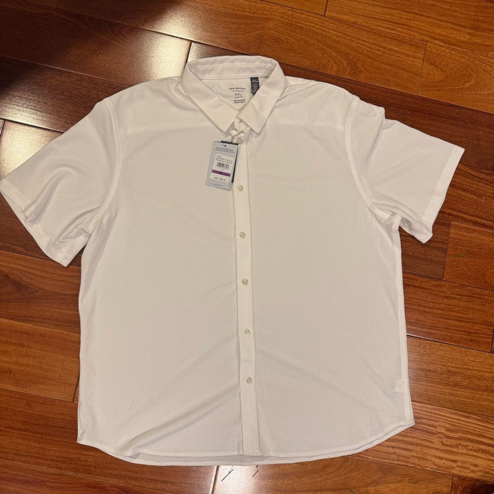 Van Heusen White Casual Button Down Shirt with Textured Fabric XXL NWT